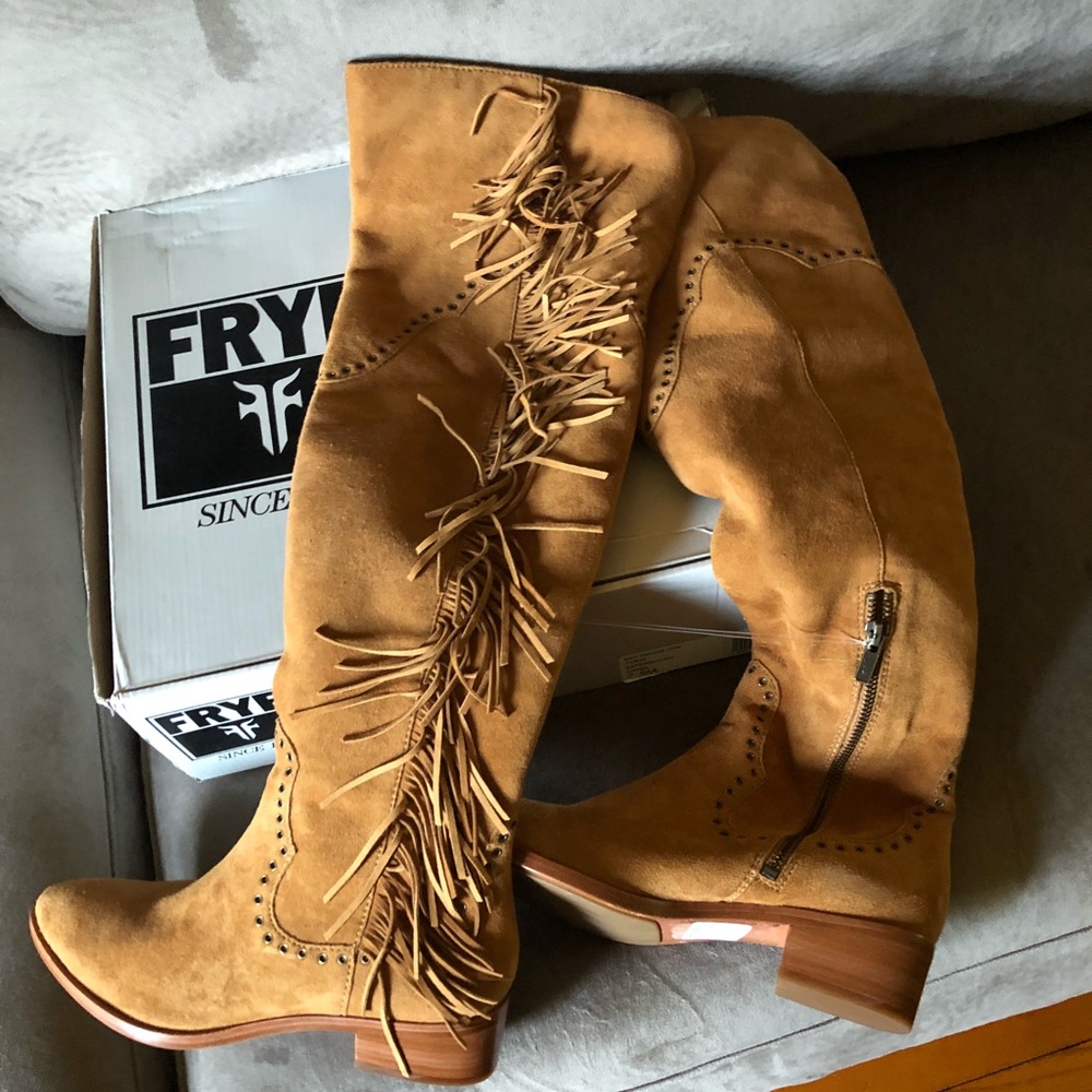 Frye over the knee slouch fringe boots size 9